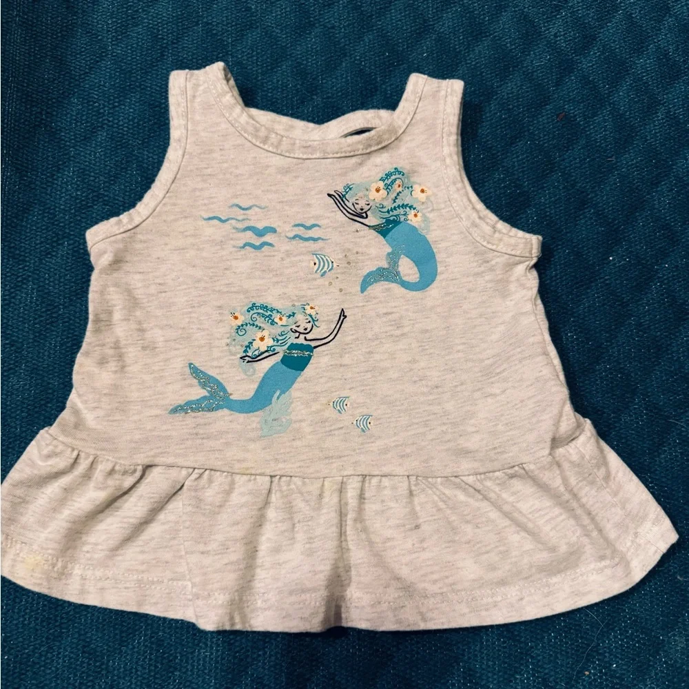 Baby Mermaid Print Peplum Criss-Cross Tank ⭐️3 for $20⭐️
